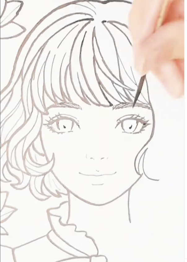 Drawing Cat Maiden by hand — toothpick and Sumi ink